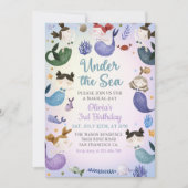 マーメイドの三番目の誕生日が海の下 招待状 (正面)