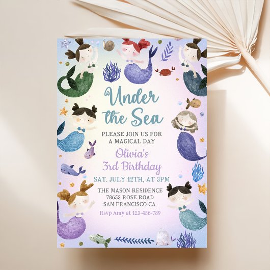マーメイドの三番目の誕生日が海の下 招待状