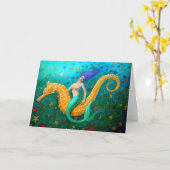 マーメイドの乗り物 – シーホース カード (黄色い花)