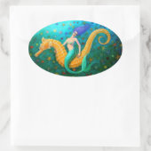 マーメイドの乗り物 – シーホース 楕円形シール (バッグ)