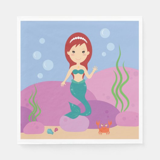 マーメイドの女の子の水中の海の風景 スタンダードランチョンナプキン (正面)