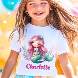 マーメイドの女の子 カスタムネーム Tシャツ