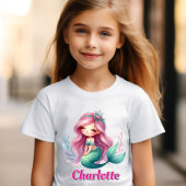 マーメイドの女の子 カスタムネーム Tシャツ