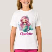 マーメイドの女の子 カスタムネーム Tシャツ (正面)
