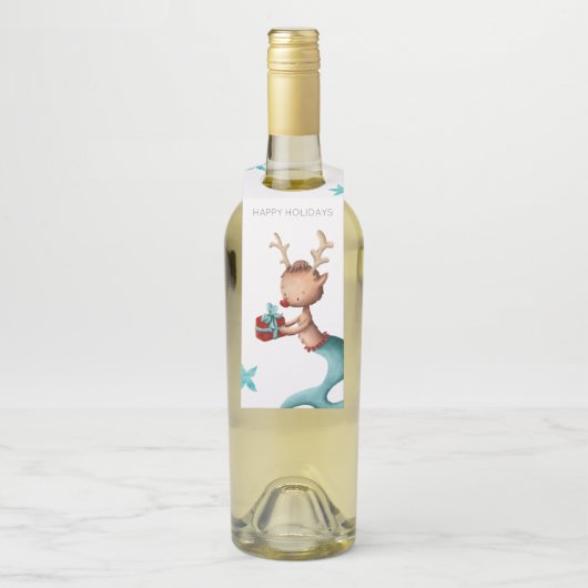 マーメイドの尾ユニークを持つクリスマスのトナカイ ボトルネックタグ (ボトル)