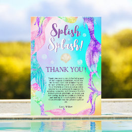 マーメイドの尾 ビーチパーティー 海 キッズ誕生日 サンキューカード