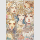 マーメイドの抽象芸術コラージュ・デコパージュ 薄葉紙 (正面)