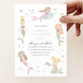 マーメイドの招待状テンプレート、プールパーティーの招待状 招待状