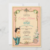 マーメイドの最初の誕生日の招待ピンク1日 招待状 (正面)