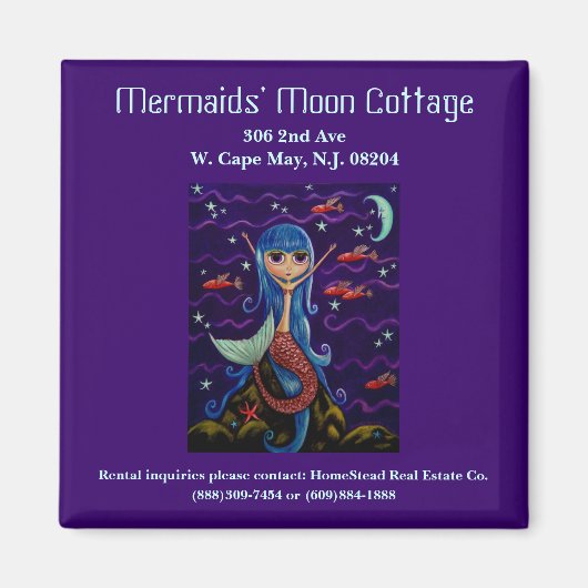 マーメイドの月コテージ名刺 マグネット (正面)