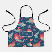 マーメイドの水の色のパタカラフルーン エプロン (正面)
