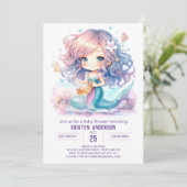 マーメイドの水中ワンダーランド赤ちゃんシャワー 招待状 (スタンド正面)