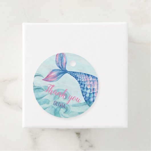 マーメイドの水彩誕生日ありがとう フェイバータグ (インサイチュ)