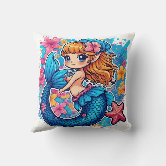 マーメイドの水彩 クッション (裏面)