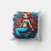 マーメイドの水彩 クッション (正面)