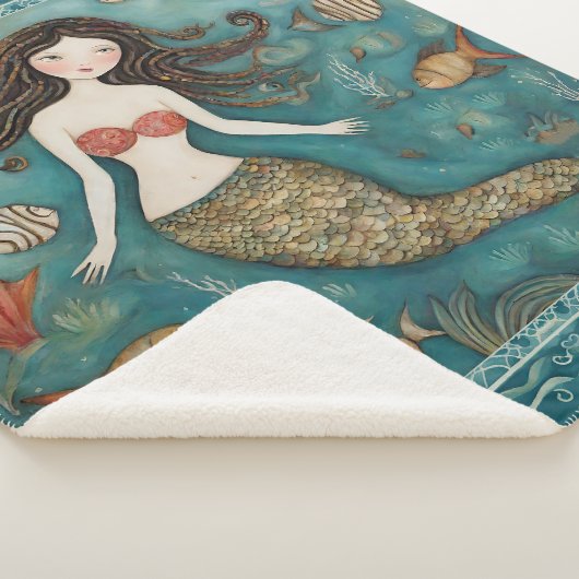 マーメイドの水彩 シェルパブランケット (3/4)