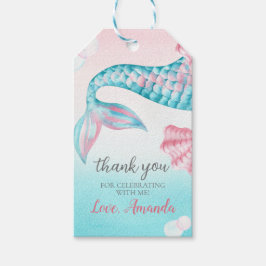 マーメイドの水色の誕生日の好意 ギフトタグ