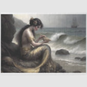 マーメイドの海の巻物の金ゴールド・デコページ 薄葉紙 (正面)