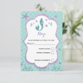 マーメイドの海の紫とターコイズの返信カード, 招待状 (スタンド正面)