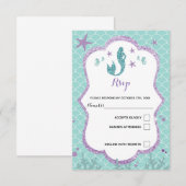 マーメイドの海の紫とターコイズの返信カード, 招待状 (正面/裏面)