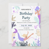 マーメイドの海の誕生日パーティーへの招待 招待状 (正面)