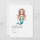 マーメイドの海の誕生日パーティー サンキューカード (裏面)