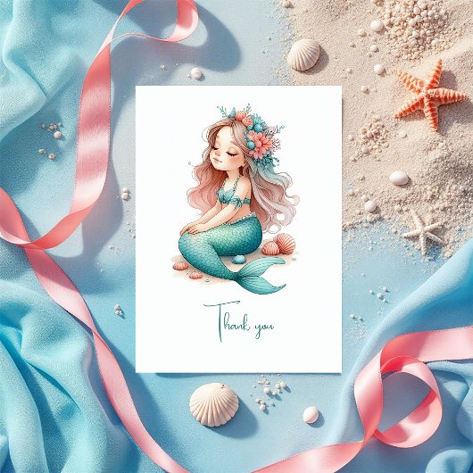 マーメイドの海の誕生日パーティー サンキューカード