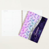 マーメイドの皮膚パープルシルバーフェイクグリッターモノグラム プランナー手帳 (ディスプレー)