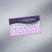 マーメイドの皮膚パープルシルバーフェイクグリッターモノグラム マグネット名刺 (インサイチュ)