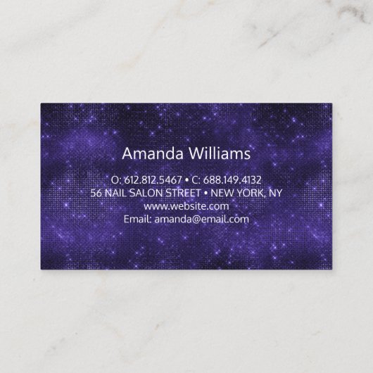 マーメイドの皮膚パープルシルバーフェイクグリッターモノグラム 名刺 (裏面)