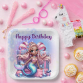 マーメイドの誕生日おめでとう  ペーパープレート (パーティー)