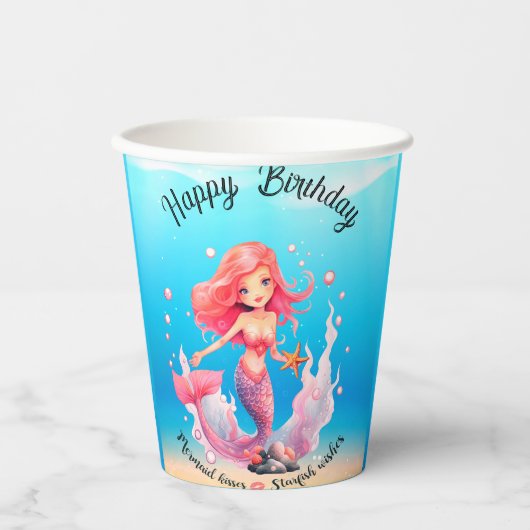 マーメイドの誕生日おめでとう 紙コップ (正面)