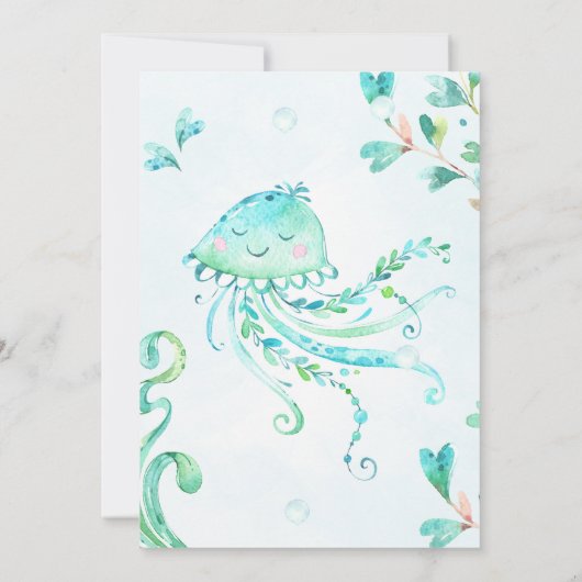 マーメイドの誕生日の招待ガールマジカルパーティーの日 招待状 (裏面)