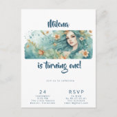 マーメイドの誕生日パーティーの招待 ポストカード (正面)