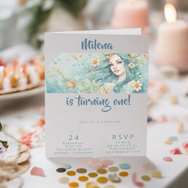 マーメイドの誕生日パーティーの招待 ポストカード