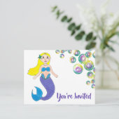 マーメイドの誕生日パーティー招待状へようこそ インビテーションポストカード (スタンド正面)