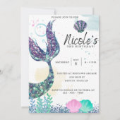 マーメイドの誕生日招待状テンプレート 招待状 (裏面)