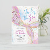 マーメイドの誕生日3回目のパーティーピンク・アンダーザシー 招待状 (スタンド正面)