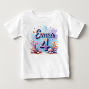 マーメイドの誕生日Tシャツ – 名前と年齢のセミオーダー ベビーTシャツ