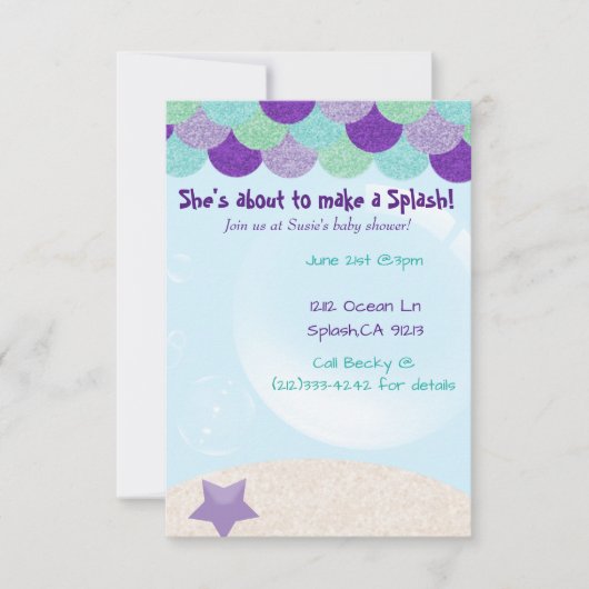 マーメイドの赤ちゃんシャワーの招待状 招待状 (正面)