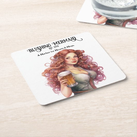 マーメイドの顔を赤らめる – バルドゥアの門 スクエアペーパーコースター (アングル)