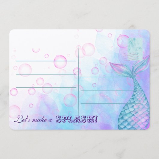 マーメイドの飛沫が舞うような招待状を作りましょう！ 招待状 (裏面)