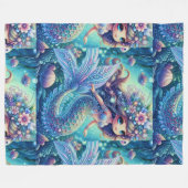 マーメイドの魅惑の水中世界 フリースブランケット (正面(横))