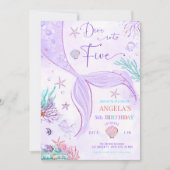マーメイドの5歳の誕生日 招待状 (正面)