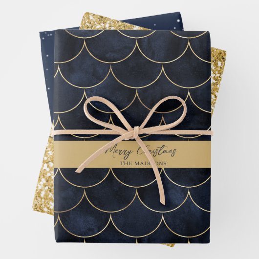 マーメイドはかりで測と金ゴールドグリッターラッパー紙 ラッピングペーパーシート (インサイチュ)