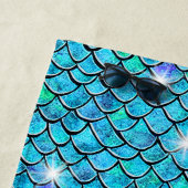 マーメイドはかりで測アクアブルーと白い星 ビーチタオル (インサイチュ)