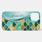 マーメイドはかりで測アクア手書き名前金ゴールド Case-Mate iPhoneケース (裏面 (横))