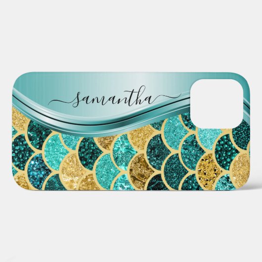 マーメイドはかりで測アクア手書き名前金ゴールド Case-Mate iPhoneケース (裏面 (横))