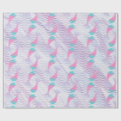 マーメイドはかりで測ウオーターカラーパターンパープル ラッピングペーパー (フラット)
