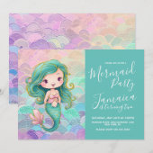 マーメイドはかりで測ガールズバースデーパーティー 招待状 (正面/裏面)